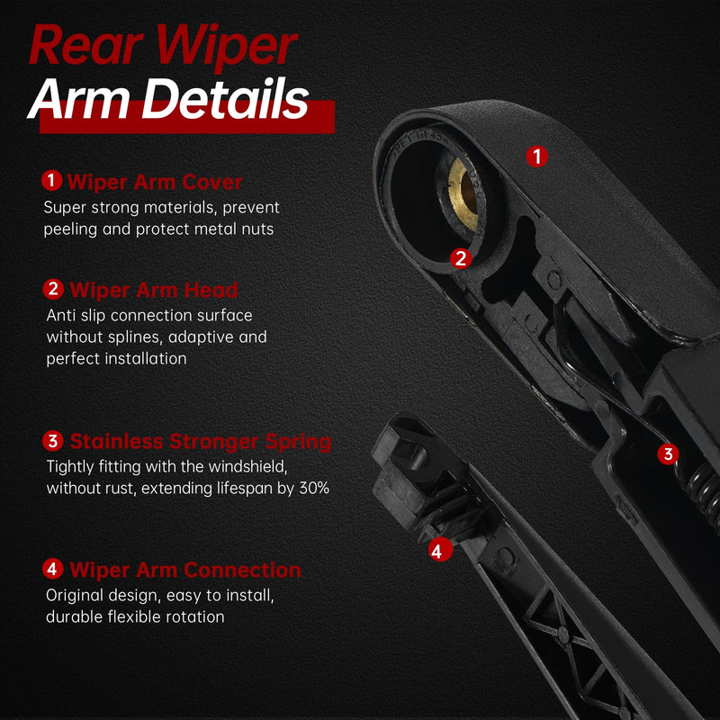 OTUAYAUTO Rear Windshield Wiper Arm Blade Set - Replacement for Toyota RAV4 2019-2023 - Factory Style Back Wiper Cover Accessories Assembly for Rear Window Rear Wiper Arm and Blade