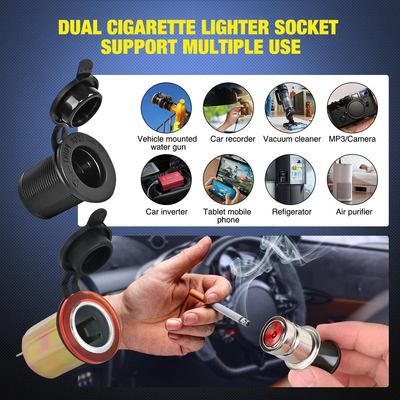 Nilight 8 Gang Rocker Switch Panel Waterproof Aluminum Marine with PD Type C & USB Charger Cigarette Lighter Socket Voltmeter Inline Fuse 12V 24V ON Off Pre-Wired Switches for Car Truck Boat Blue 8+4 Gang Type C +USB