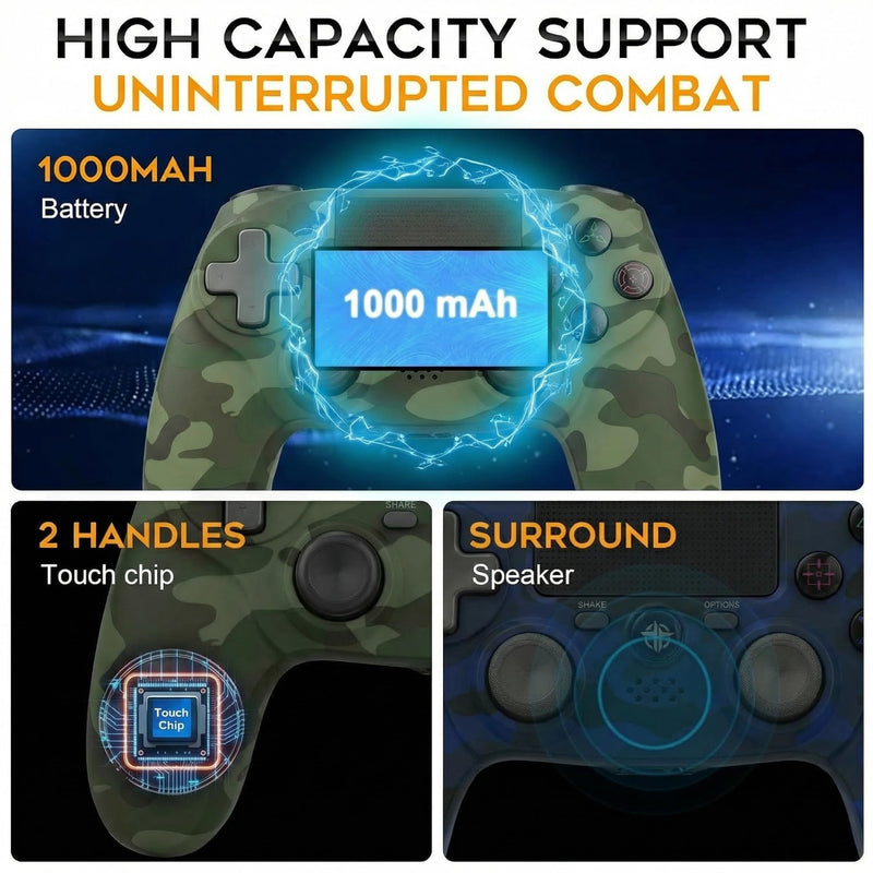citnh Wireless Controller for P-4, Compatible with P4/PC Camo Green | 1000mAh battery, Ergonomic Grip, Type-C port, Hall Effect Joysticks