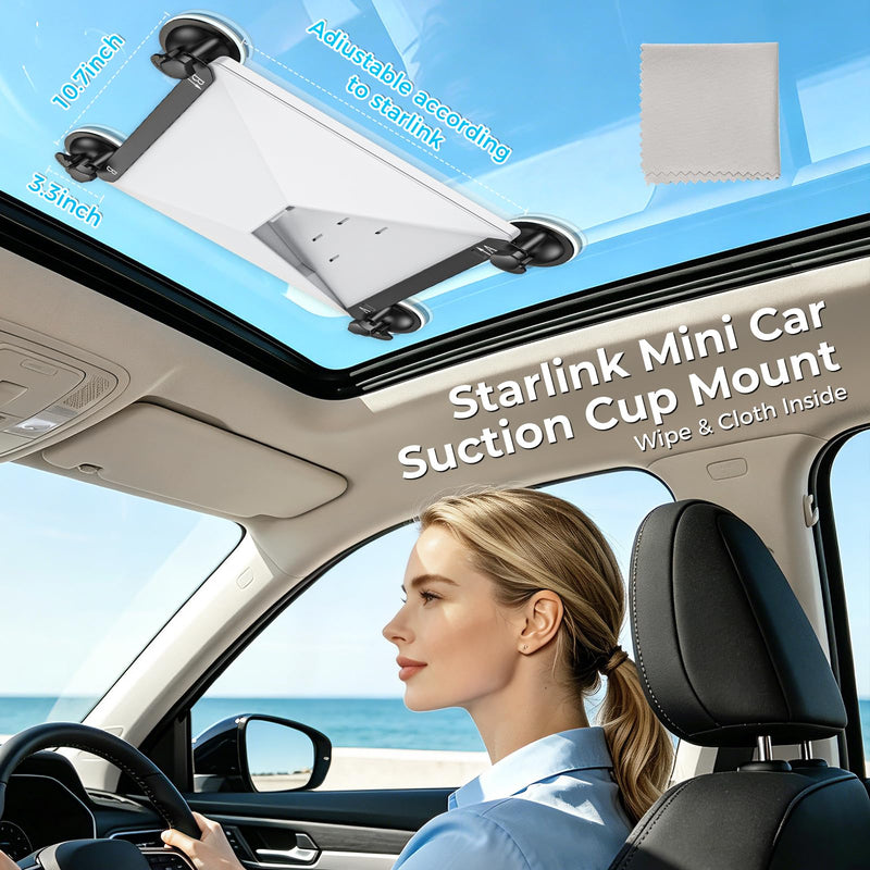 Starlink Mini Suction Cup Mount for Car Sunroof Window, Secure Satellite Mounting Kit with Strong Grip, Stable Signal for RVs Boats Road Trips, Tool-Free Installation, Portable Camping 2025 2026 Black
