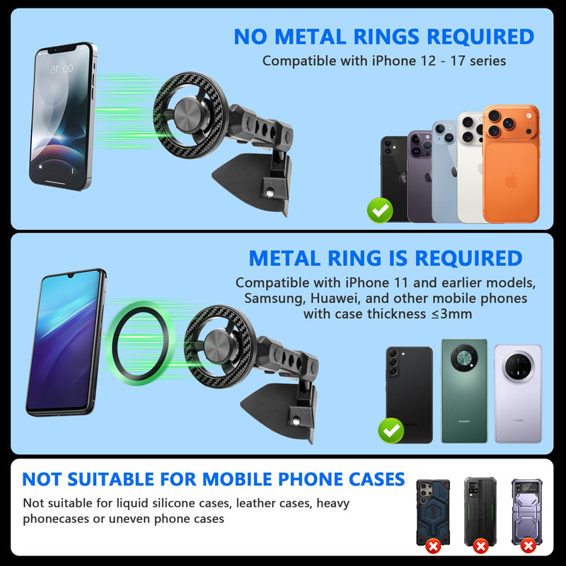 Magnetic Phone Mount for 2018-2023 Jeep Wrangler Jl & 4XE Gladiator JT | Cell Phone Dash Mount with 360° Dual-Ball, Jeep Magnetic Phone Mount interior Accessories, OEM Screws Dash Mount Install for 2018-2023 JL