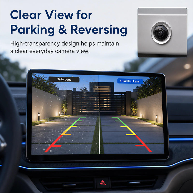 2Pcs Car Camera Lens Protector, Clear Backup Camera Cover and Lens Guard | For compatible front, rear, side and 360-degree cameras; helps shield exposed lenses from rain spots, dust, grit and scrapes