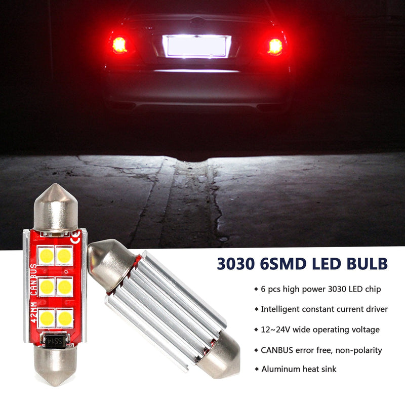PHINLION 211-2 212-2 578 LED Light Bulb Super Bright 500 Lumens Festoon 41mm 42mm 6000K White LED Bulbs Replacement for Car Truck Interior Map Dome Trunk Courtesy Lights