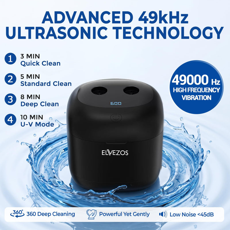 Ultrasonic Retainer Cleaner Machine, 45KHz 200ML, Dental Cleaning Pod with 3 Modes, Digital Timer Denture Cleaner Machine for Mouth Guard, Aligner, Night Guard, Braces, Toothbrush Head & Jewelry