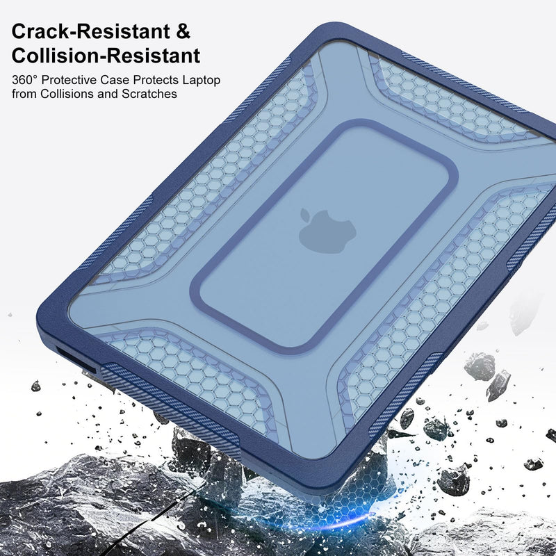 MOSISO Compatible with MacBook Neo Case 13 inch 2026 A3404 A18 Pro Chip | 2 in 1 Kit Honeycomb Shockproof Heavy Duty TPU Bumper Protective Hard Shell with Fold Kickstand, Indigo