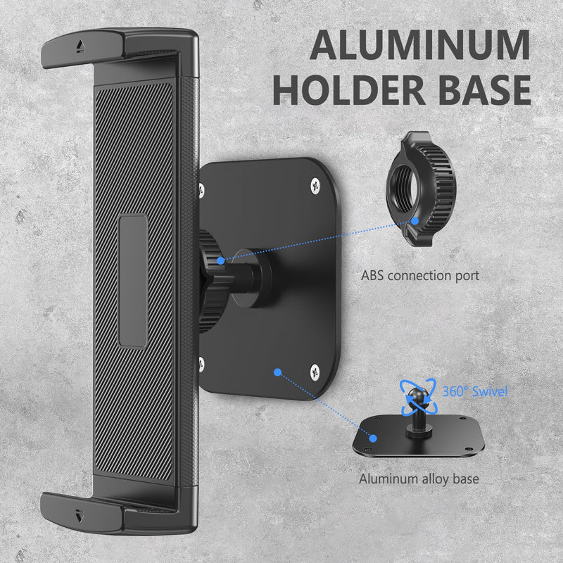 Tablet Wall Mount, Aluminum iPad Wall Mount Holder, 360° Rotation Adjustable Wall Mount Compatible with iPad Pro/Mini, Galaxy Tab, Surface Pro, Kindle, All 4.7-12.9" Tablets and Phones