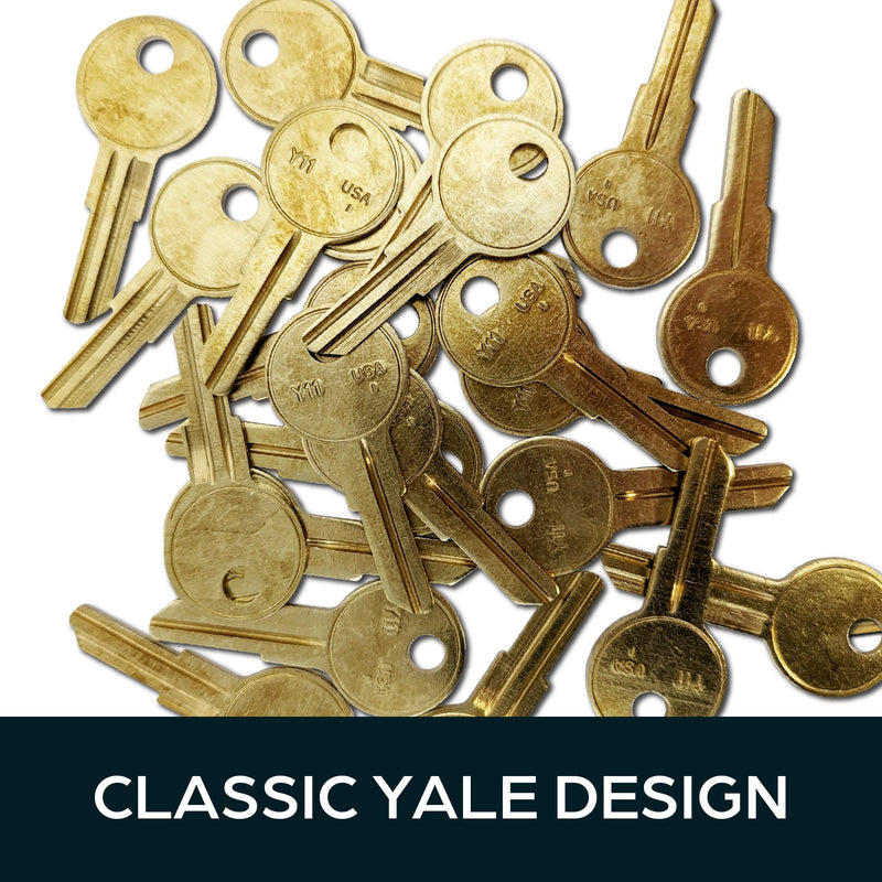 Summit Doorware Y11 Key Blanks in Premium Brass | Uncut Blank Keys for Home and Professional Use | Pack of 50 Blank Keys