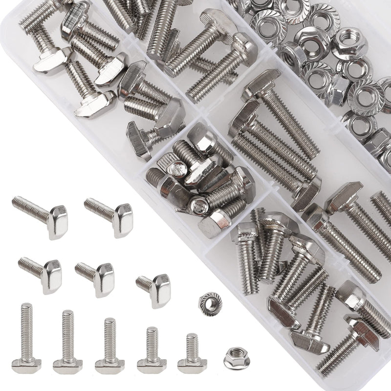 76Pcs Hammer Head T-Slot Drop-in Stud Sliding Bolt Screw Nut Assortment Kit, for European Standard Aluminum Profile (M6-30 Series) (Pack of 2) M6-30 Series (Pack of 2)
