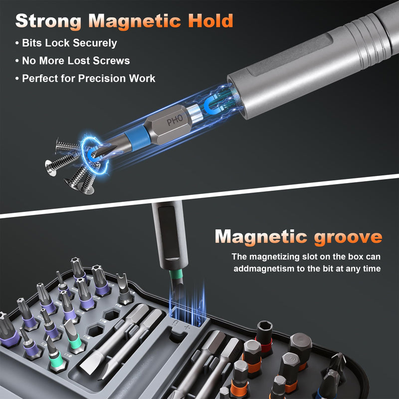 50 in 1 Magnetic Ratchet Screwdriver Set, S2 Alloy Steel Precision Bits Multi Bit Screwdriver Kit, Portable Repair Tool Set for Home, Electronics, Phone, Laptop, Eyeglass, Car, Bike & DIY