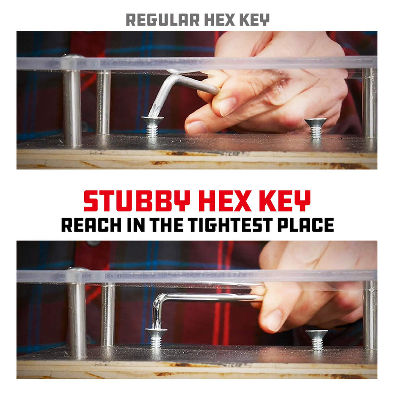 Powerbuilt 9 Piece Star Stubby Long Arm Ball End Hex Key Wrench Set, Allen Hex Key Wrench, Extra Long Arm, Ball End, size T10 to T50-240101