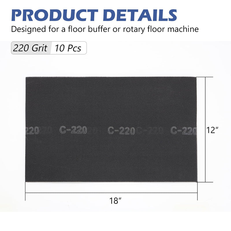 HUAALIUCHE 12"x18" 220 Grit Sanding Screen Sheets (10-Pack) – Professional Silicon Carbide Mesh for Hardwood Floor Screening, Drywall Sanding, and Aggressive Finish Removal – Reusable & Clog-Resistant #220-10Pack