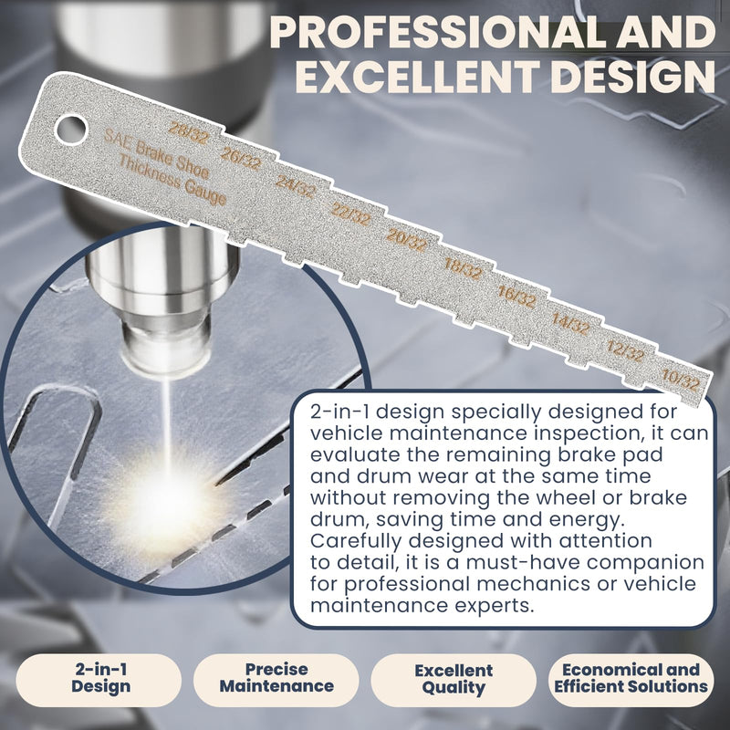 Zookpr Brake Pad Measuring Tool Brake Pad Thickness Gauge Technician Gauge Pocket Tech Labeled in 32Nds(10/32-28/32)