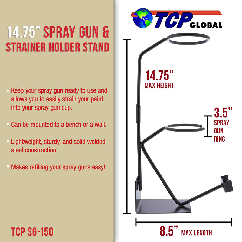 TCP Global Gravity Feed Paint Gun Holder - Wall or Bench Mount, HVLP Spray Gun Holder