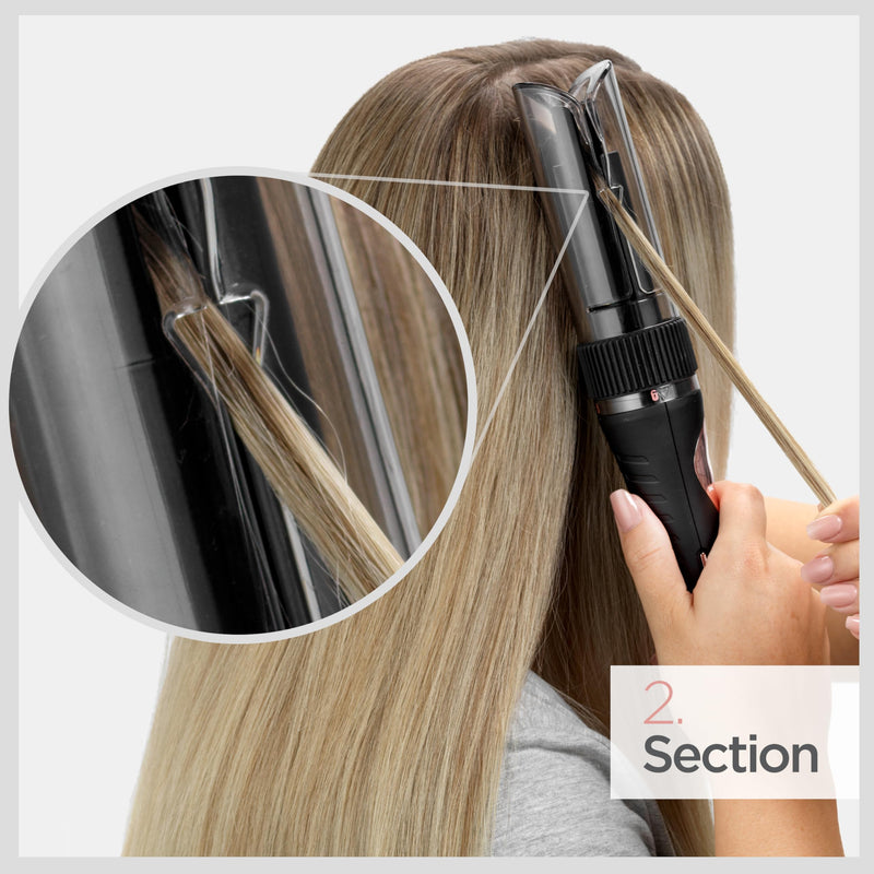 BaByliss Curl Secret Lite - Automatic Hair Curler, Easy Fast Hair Styling, 5 Heat Settings up to 210° - Black & Rose Gold, C1031U 19mm – Classic Styling (No Air)