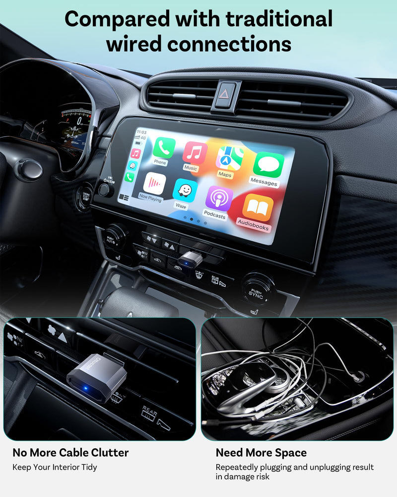 OTTOCAST Mini Nova Wireless CarPlay & Android Auto USB-C Adapter | 2-in-1 adapter for iPhone iOS 10+ & Android 11+, auto-reconnect for 800+ wired CarPlay vehicle models (2016+)