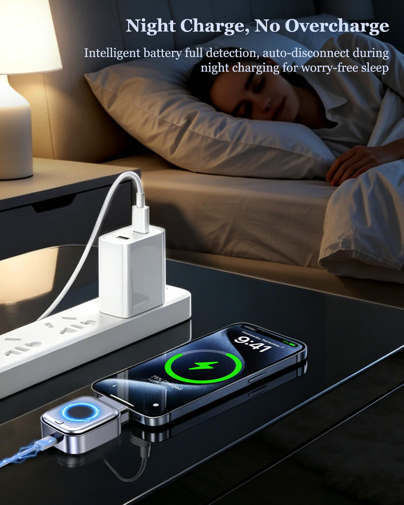 Smart Auto Stop Charging Adapter : Supports Up to PD 140W Fast Charger with Physical Cut-Off, Auto Power-Off Timer for Phone, Tablet & All Type-C Devices, Prevents Overcharging,Extends Battery Life