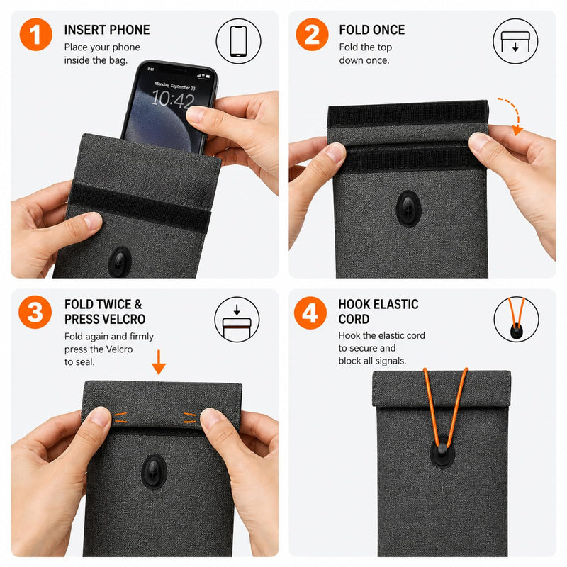 Faraday Bags for Phones 2 Pack, Phone & Key Fob Signal Blocking Pouch | GPS WiFi Cellular Bluetooth RFID, Oxford Fabric, Fits Most Smartphones