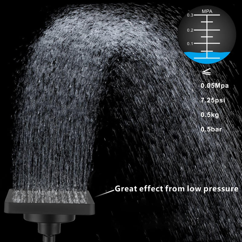 High Pressure Rain Shower Head with Filtered - 6" Square Showerhead Filter for Remove Chlorine and Harmful Substances, Improve Hair and Skin Problems, Matte Black