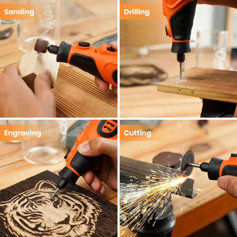 HARDELL Upgrade 12V Cordless Rotary Tool Kit 6-Speed 10000-25000RPM 43 Pcs | Removable Battery 1500mAh Long Runtime for Sanding Polishing Drilling Cutting DIY 12.0 Volts