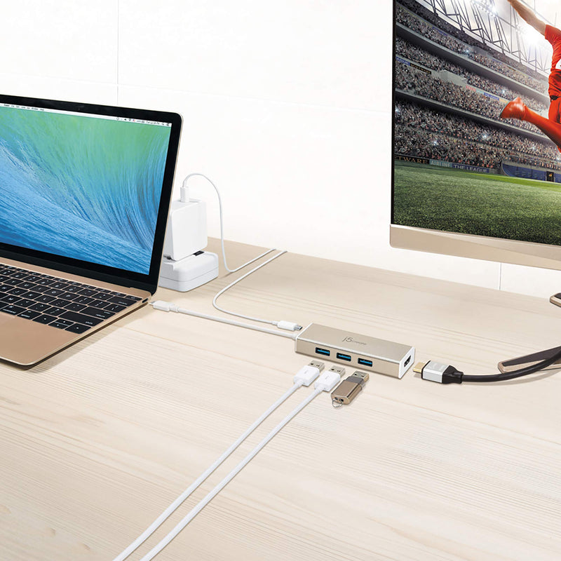 j5create USB 3.1 Type C to 3 USB 3.0 Hub with 4K HDMI Port (JCH451)