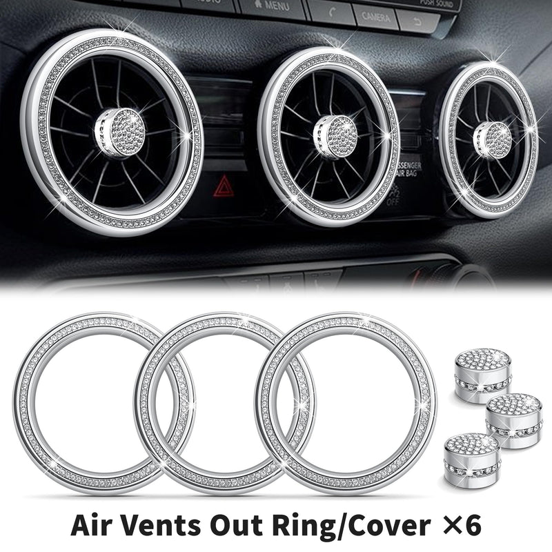 for Nissan Sentra Accessories 2020-2025, 11pcs Trim Set - Air Conditioning, Volume Tune Knob Covers, Air Vent Outlet Covers/Rings, Push Start Button Cover/Ring (Bling) BLING