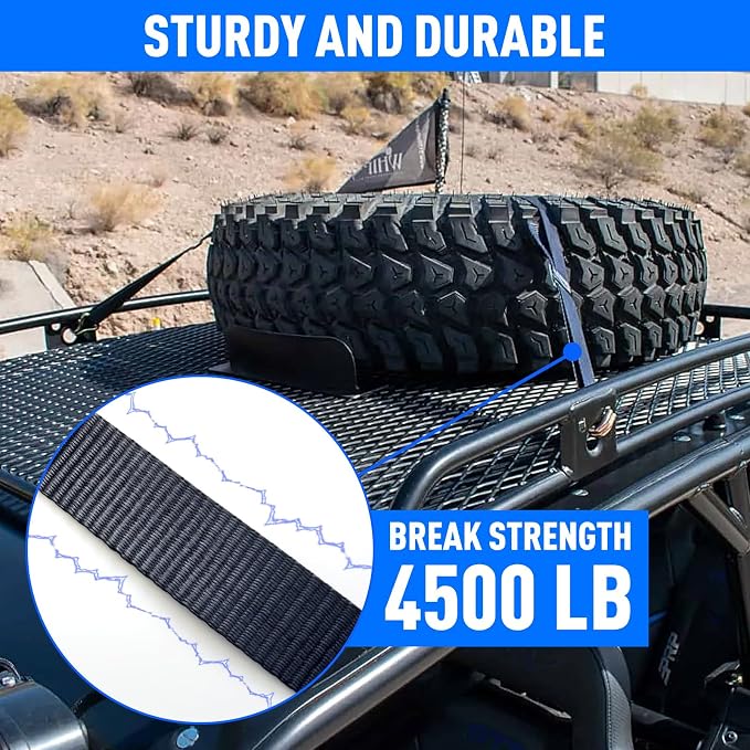  [AUSTRALIA] - Y Strap for Spare Tire - Heavy Duty Spare Tire Strap for UTV, Offroad Accessories & Roof Rack, 3 Way Ratchet Strap Tie Down- 1.6" Wide, Can Secure Up to 40" Tire by Straight Jacket Crew (Black) Black