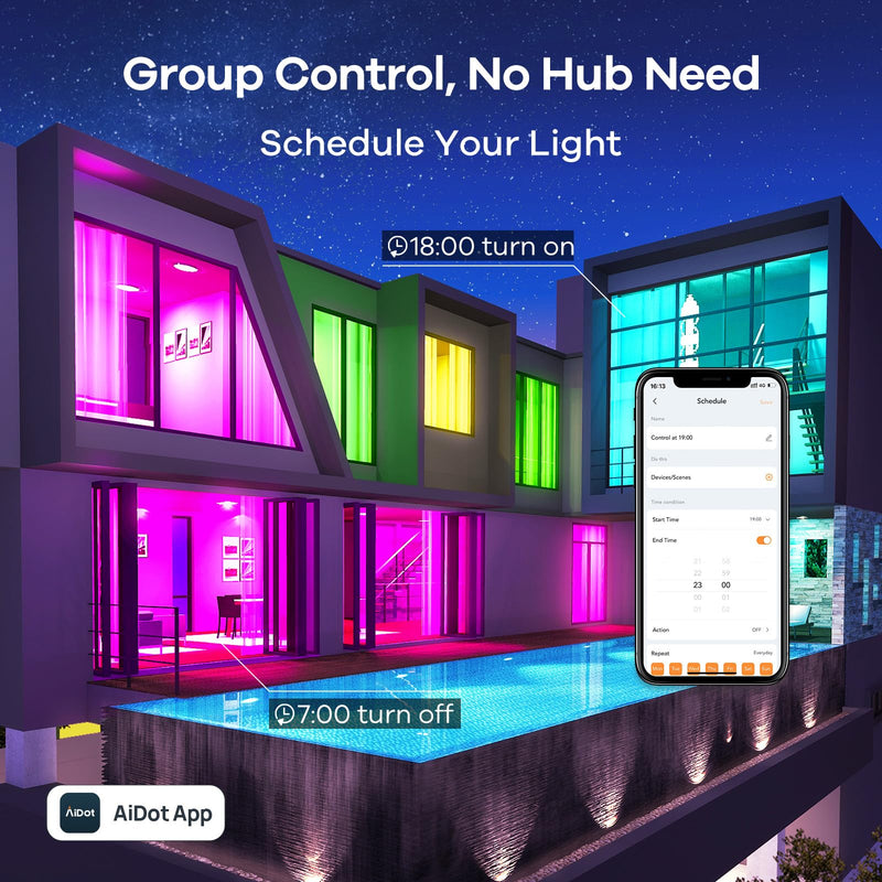 Linkind Smart Light Bulbs, Smart Bulb that Work with Alexa, Google Home, AiDot, LED Light Bulbs Color Changing RGBTW, 104 Preset Scene, Music Sync, Dotis, A19 E26 2.4G WiFi Bluetooth 60W 800LM, 4Pack 4 Count(Pack of 1)