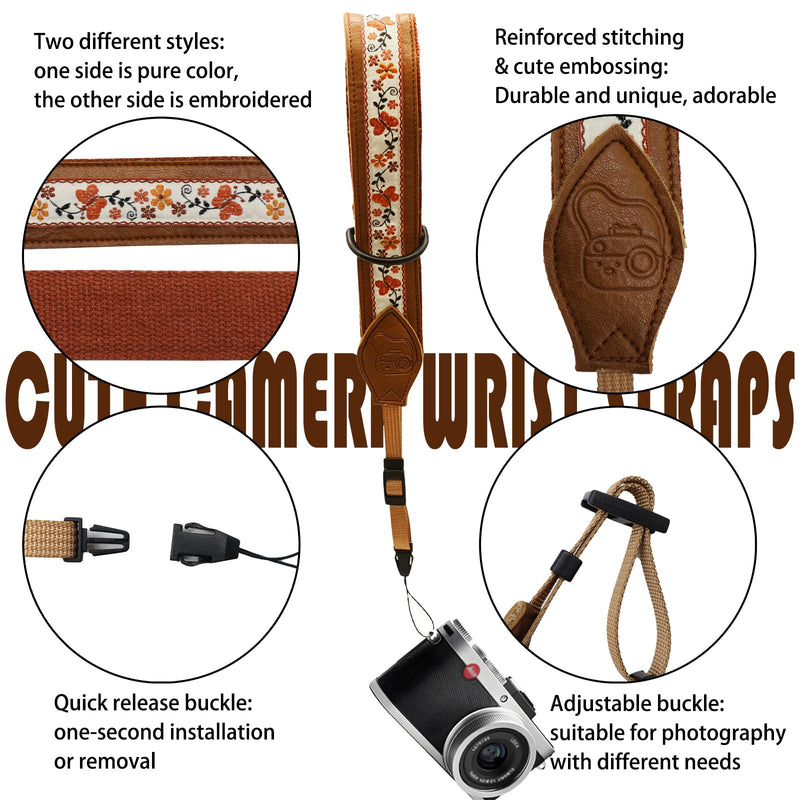 Camera Wrist Strap, Leather Camera Hand Strap for DSLR, Adjustable Quick Release Camera Straps for All Cameras Brown Leather Camera Wrist Strap