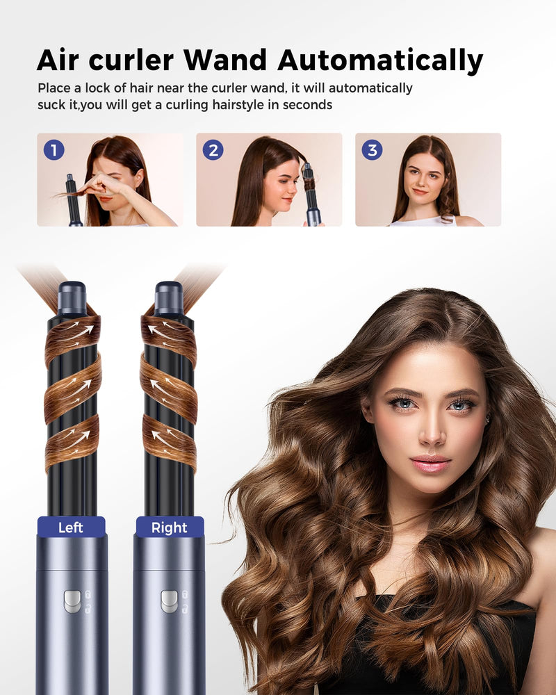 1000W Air Styler Airbrush 6 in 1 Magic Styler Set MogaWave Hair Styler, Blow Dryer Brush, Hair Dryer Brush, Hair Dryer Curler, Air stylers for Women Volume, Curl, Smooth, Dry and Styler