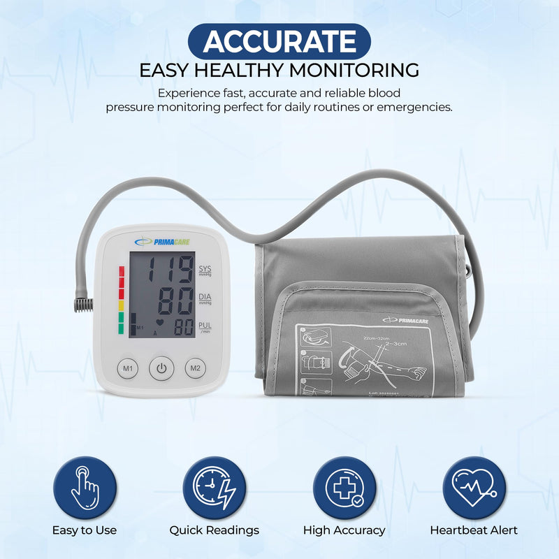Primacare DS-8007 Automatic Digital Blood Pressure Monitor Upper Arm Sphygmomanometer for Home Use