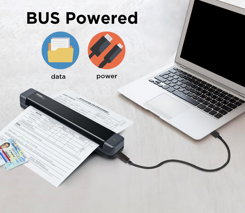 Plustek Mobile Scanner S410 Plus - Portable Sheet-Fed Document Scanner - for Windows 7 / 8 / 10 / 11, Featuring Button-Free Scanning with Included OCR Software