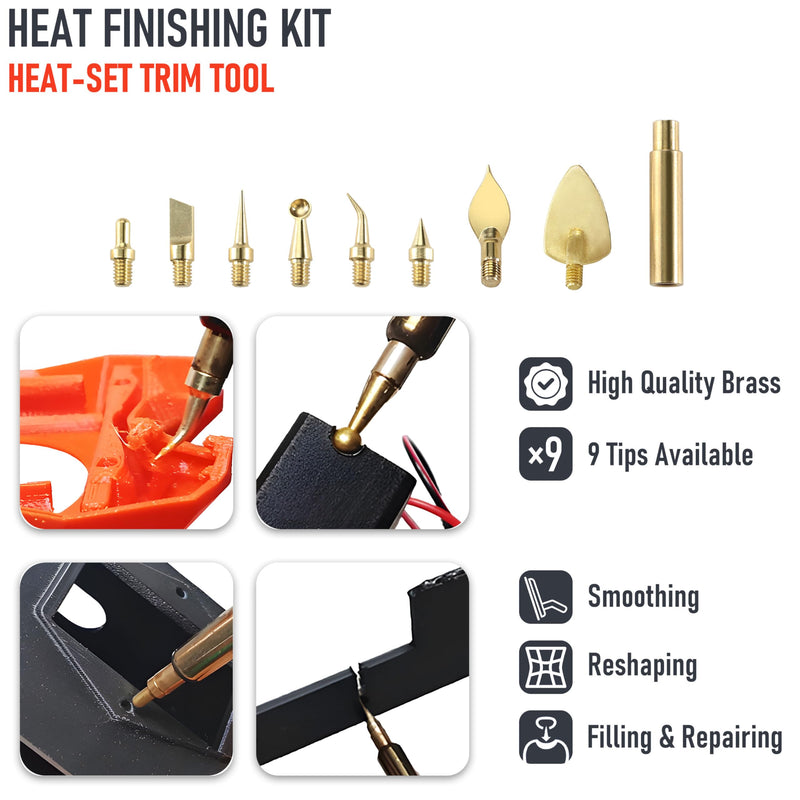 3D Printing Finishing Tool Kit, 80W Soldering Iron & Heat Insert Brass Nut Kit for 3D Printing, Includes Precision Tweezers & Multi-Size Heat-Set Nuts - Complete Smoothing Tool Set Smoothing Tool Kit