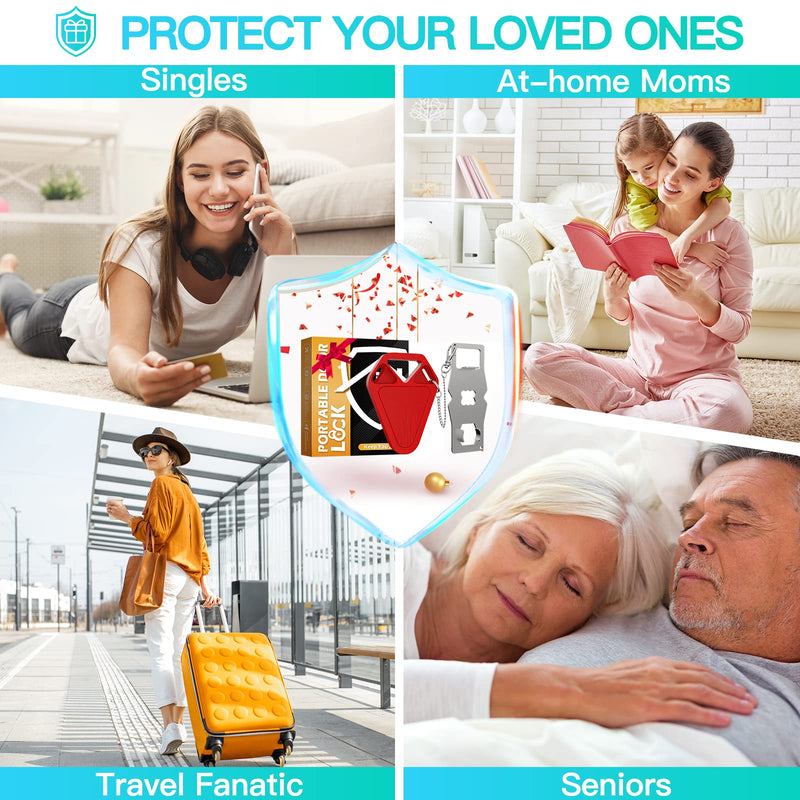 Portable Door Lock Travel Hotel Safety: Hotel Door Locks for Travelers, Home Apartment Security Locker from Inside Room Bedroom Women Travel Gifts Traveler Stocking Stuffers Traveling Essentials Upgraded Multi Size Fits Most Doors