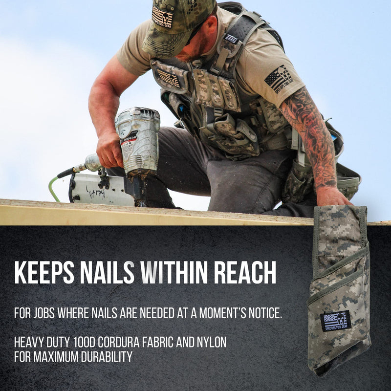 Spec Ops Tool Gear Nail Mag Pouch – Heavy-Duty Nail & Screw Holder for Tool Belts, Contractors & Construction Work Digital Camo