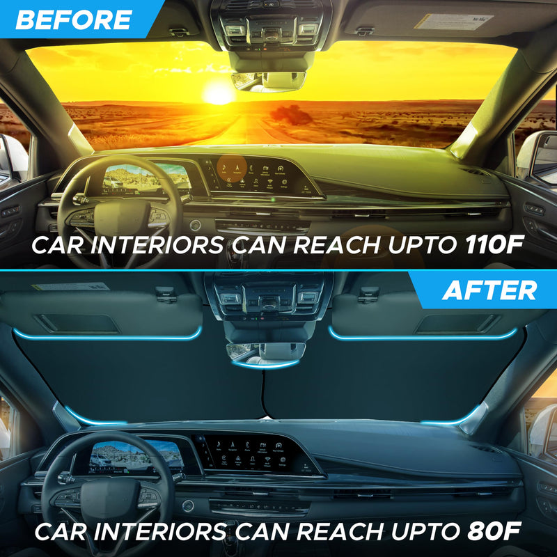 Car Windshield Sun Shade Foldable | Front Windshield Shade for Sun, Heat and UV Rays | Sunshade for Car Front Window and Interior Sun Protection | Medium (28 x 31 inches)