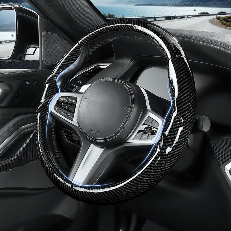 Steering Wheel Cover for BMW 3 4 Series(2021-2024) 5 Series(2020-2023) X5(2019-2020) X7(2020-2025) 328i 320i 330i 325i 528i 535i 530i M3 2 4 7 8 Series X3M X4 X6 XM M2 M4 M5 M8 Z4 i4, Glossy Black 2019BMW
