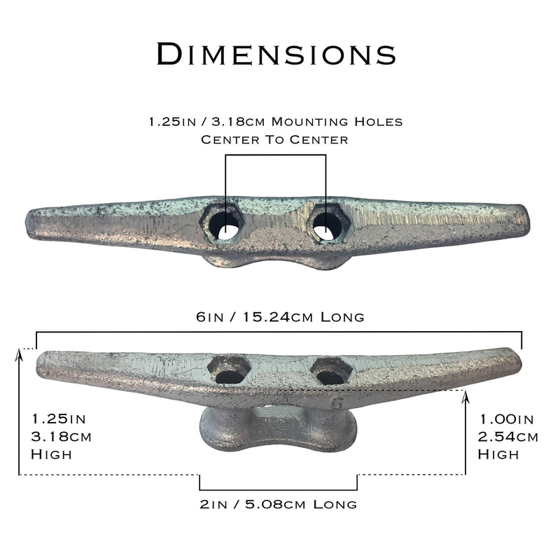 6 inch Dock Cleats, 5-Pack Galvanized Iron Boat Cleat for Marine or Decorative Applications