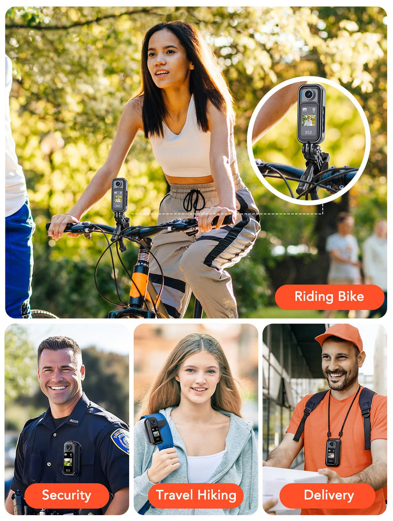 BOBLOV W3 Mini Body Camera Waterproof, 64GB Touch Screen Wearable Camera | 7H recording, charging dock, magnetic clips and up to 33FT waterproof case for vlogging, travel, cycling and daily use 64G Waterproof