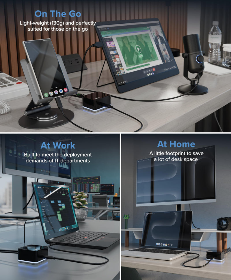Plugable USB-C Wired Cube Mini Docking Station - Compact HDMI, Gigabit Ethernet, and 3 USB Ports - Works with USB-C, USB4, and Thunderbolt, MacBook, Windows, Chromebook - No Host Charging