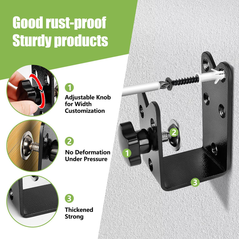 2 Pcs Twist-to-Lock Door Barricade Brackets - Heavy Duty Steel U-Shaped, Rust-Proof Powder Coated Security Door Reinforcement, Door Jammer for Home Barn Shed Garage Gate Twist Fixation