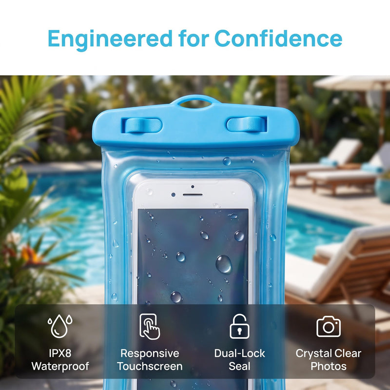 IPX8 Floating Waterproof Phone Pouch with Airbag Touchscreen Dry Bag-Blue Blue