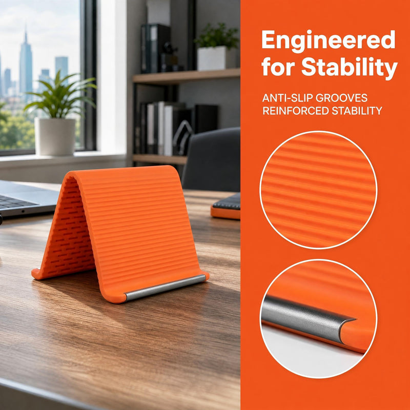 Flexible Silicone Phone Stand with Aluminum Core, Black | Bendable Hanging Cell Holder for Desk, Travel Airplane, Treadmill, Multi-Angle Adjustable Tablet & Lightweight Laptop Stand