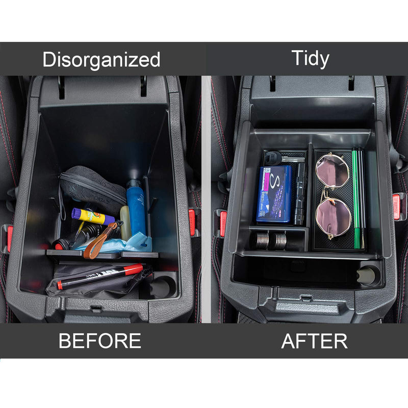 JDMCAR Center Console Organizer Compatible with Toyota 4Runner Accessories 2010-2024 and Kia Telluride (2020-2024), Insert ABS Black Materials Tray, Armrest Box Secondary Storage