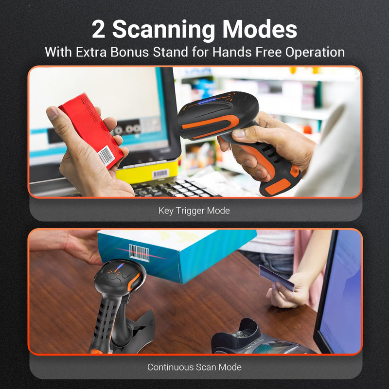 Tera Barcode Scanner Wireless 2D QR: Pro Version All New Battery Level Indicator 2500mAh Industrial Drop-Proof 1D 2D QR Bar Code Reader Works with Bluetooth 2.4G for Windows Mac Android iOS 8100Pro