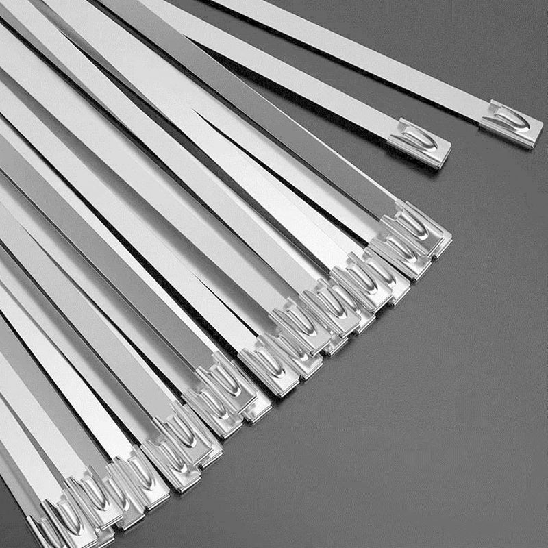 30Pcs Stainless Steel Zip Ties – 200mm Metal Cable Straps, Heavy Duty Self-Locking Fastening Rings for Automotive, Home & Industrial Use, Silver