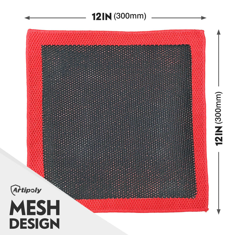 Clay Decontamination Towel - Professional Detail Products - Proven Cleaning & Release of Paint Contaminants; Increase Wax & Sealant Bond; Enhance Paint Gloss & Color; Fine Grade (12x12inches) Red