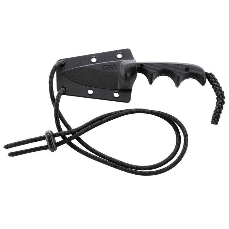 CRKT Compact Fixed Blade Knife: Minimalist Black Drop Point, Folts Utility Knife with Stonewashed Blade, G10 Handle and Nylon Sheath 2384K