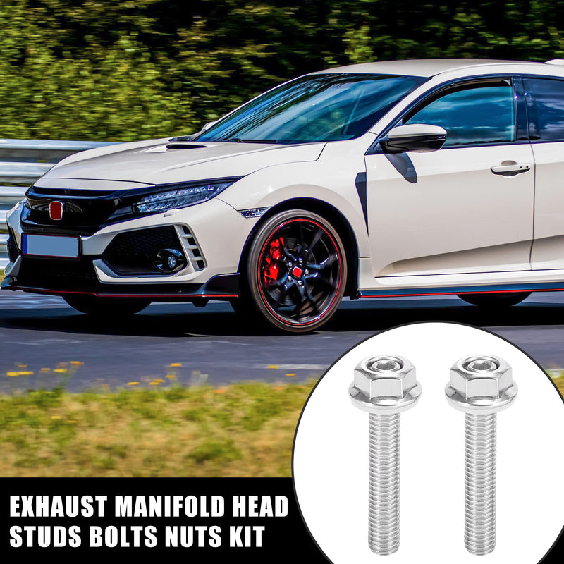 X AUTOHAUX 10pcs Stainless Steel Exhaust Manifold Bolt Stud Hardware for Honda for Acura B C D F H K Series Engines