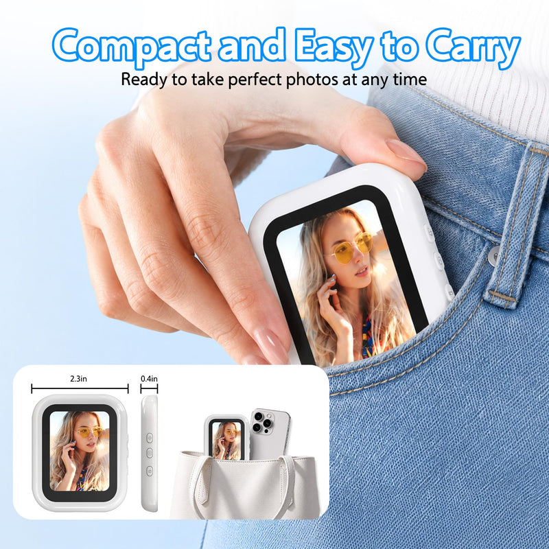 Magnetic Selfie Monitor Screen for iPhone & Android, 2.4" HD Back Camera Selfie Monitor with 50FT Wireless Preview and Capture for Vlogging, Live Streaming & Content Creation
