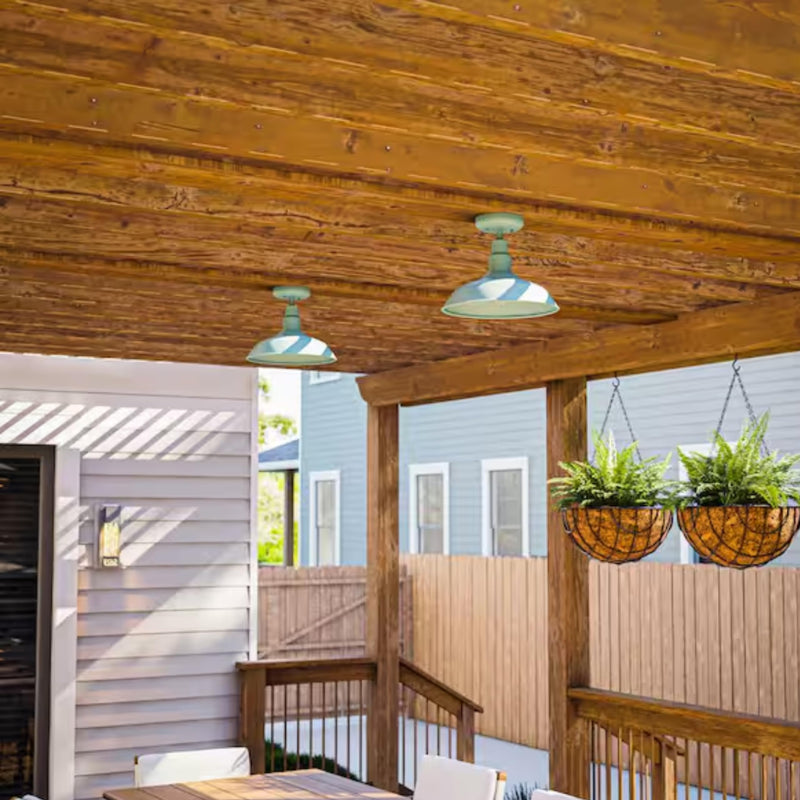 14" Semi Flush Mount Ceiling Light Fixture in Chic Teal Finish, Stylish Metal Fixture for Indoor and Outdoor Spaces, Water and Weather Resistant 14"